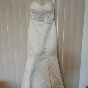 Jasmine  Italian Satin Hi Low Wedding Dress 1/2